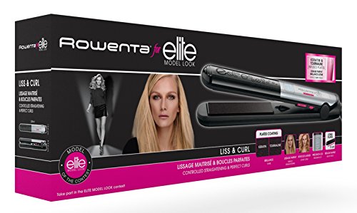 Rowenta Liss & Curl SF4522F0 Plancha de pelo, alisa, ondula y riza, con recubrimiento de Keratina y Turmalina, función iónica con placas largas, función 2 en 1, pantalla LCD temperatura hasta 230ºC