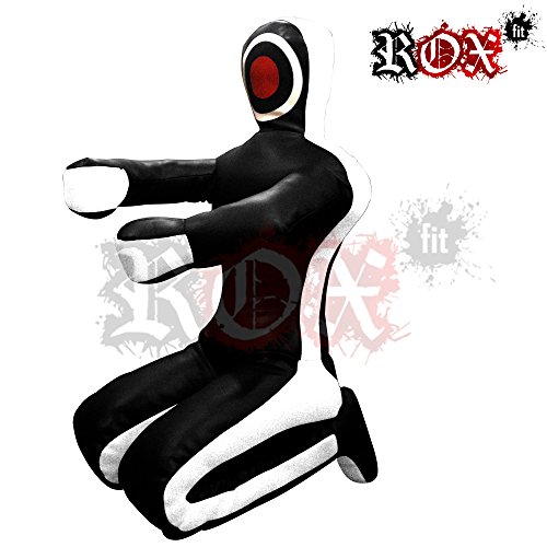 ROX Fit Grappling Dummy muñeco JiuJistsu Brazilian entrenamiento realista bolsa BJJ MMA ejercicio blanco negro (6 Piedras (72 ") - 180 cm - sin relleno)