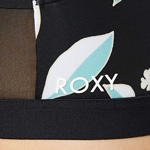Roxy Flying Kisses-Sujetador Deportivo De Sujeción Media para Mujer, True Black Story of Sunshine, M