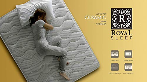 ROYAL SLEEP Colchón viscoelástico Carbono 150x190 firmeza Alta, Gama Alta, Efecto regenerador, Altura 23cm - Colchones Ceramic