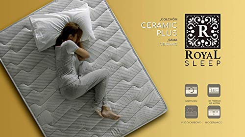 ROYAL SLEEP Colchón viscoelástico Carbono 90x190 firmeza Alta, Gama Alta, Efecto regenerador, Altura 25cm - Colchones Ceramic Plus