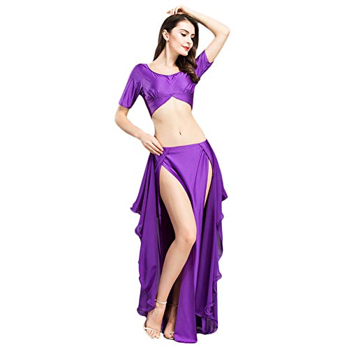 ROYAL SMEELA Conjunto de Danza del Vientre Tops Faldas para Mujeres Traje de Traje de Danza del Vientre Trajes de Rendimiento de Danza Sexy de Moda Tops y Faldas de Hendidura