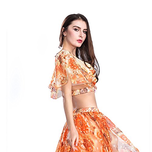 ROYAL SMEELA Danza del Vientre Top Danza del Vientre Sexy Top Danza de la Moda Top Performance Clothing Danza del Vientre Traje Naranja