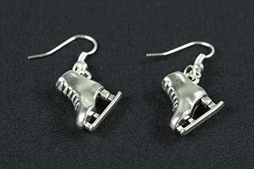 Royal Swan Pendientes de patines de hielo de plata tibetana con ganchos de ley 925 para patinaje sobre hielo de invierno, bolsa de regalo de organza Royal Swan Pendientes de patines de hielo de plata tibetana con ganchos de ley 925 para patinaje sobre hielo de invierno, bolsa de regalo de organza