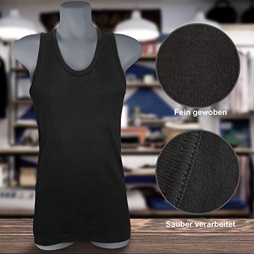 ROYALZ Camiseta Hombre 100% algodón Pack de 5 clásico Tank Top Camisetas-Interiores Larga Oeko-Tex Standard 100 Probado Set de 5, Tamaño:XXL, Set:5X / Negro