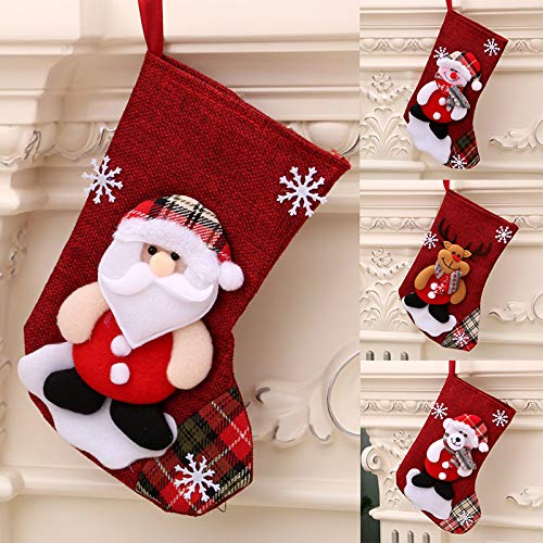 ROYEO Medias de Navidad 4 Piezas, Calcetines de Navidad para el árbol de Navidad Chimenea Decoración, Adorno de Navidad Bolsa de Dulces, Calcetín de Decoración Navideña para Llenar y Colgar