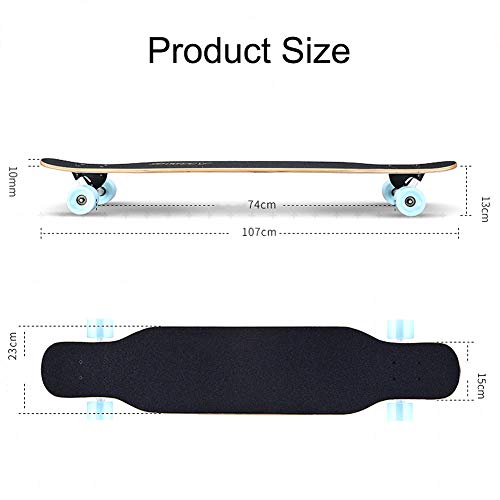 ROYWY Longboard de Freestyle Longboard monopatín del Crucero de Arce Cubierta 42" Trucos completos combado Doble Patín Calle Cepillo Crucero for Principiantes Niñas Niños Niños Jóvenes Adul/C