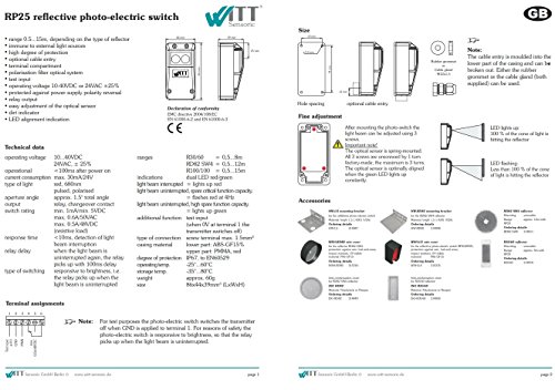 RP25 Fotocélulas de seguridad con reflector para puertas y puertecillas automáticas RP25 Fotocélulas de seguridad con reflector para puertas y puertecillas automáticas