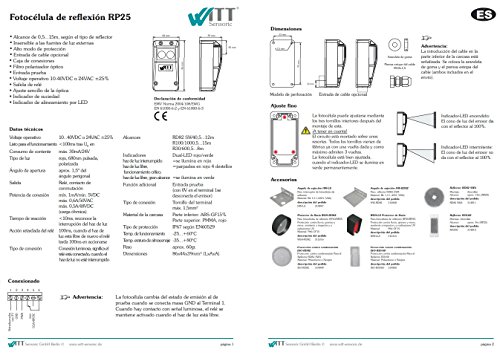 RP25 Fotocélulas de seguridad con reflector para puertas y puertecillas automáticas