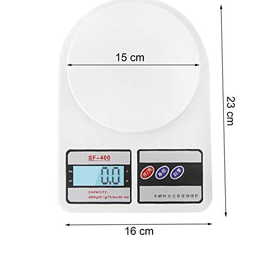 Rpanle Báscula Digital para Cocina, Balanza Cocina de Alta Precisión 10kg / 22 lbs, Balanza de Alimentos Multifuncional, Peso de Cocinacon Pantalla LCD, Color Blanco (Baterías Incluidas)