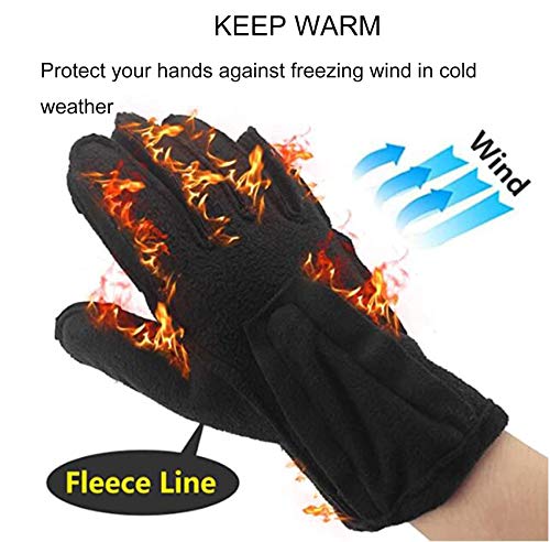 Rpanle Guantes de Invierno Caliente, Guantes de Pantalla Táctil Silicona Antideslizante Forro Vellón Térmico Anti-Viento Impermeable, para Esquí Nieve Ciclismo Deporte, Negro (M)