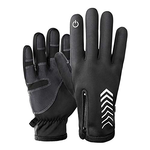 Rpanle Guantes de Invierno Caliente, Guantes de Pantalla Táctil Silicona Antideslizante Forro Vellón Térmico Anti-Viento Impermeable, para Esquí Nieve Ciclismo Deporte, Negro (M)