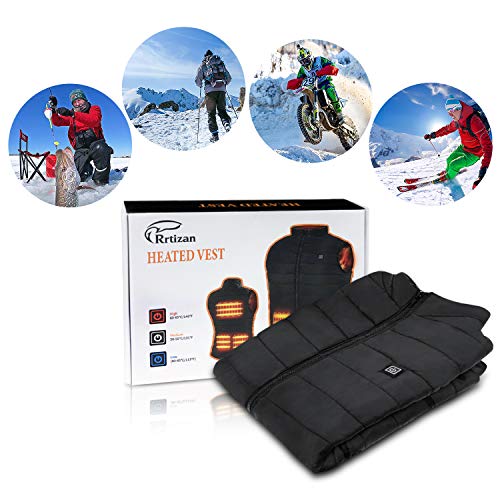 Rrtizan -Chaleco térmico para hombre y mujer, con 3 niveles de temperatura calentada eléctricamente, lavable, invierno cálido chaleco abrigos para caza, al aire libre, camping