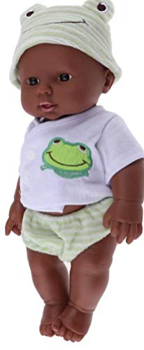 Rrunzfon 30cm Realista Huggable Vinilo Modelo De La MuƱeca De La MuƱeca ReciƩn Nacido Africano Negro En La Ropa De Dormir De Los NiƱos Juguete Verde Rrunzfon 30cm Realista Huggable Vinilo Modelo De La MuƱeca De La MuƱeca ReciƩn Nacido Africano Negro En La Ropa De Dormir De Los NiƱos Juguete Verde