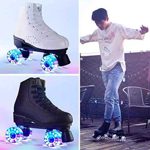 Rsoamy Patines de Ruedas con Flash, Patines con luz LED Patines de Doble línea Patines de 4 Ruedas de Dos Ruedas para Adultos