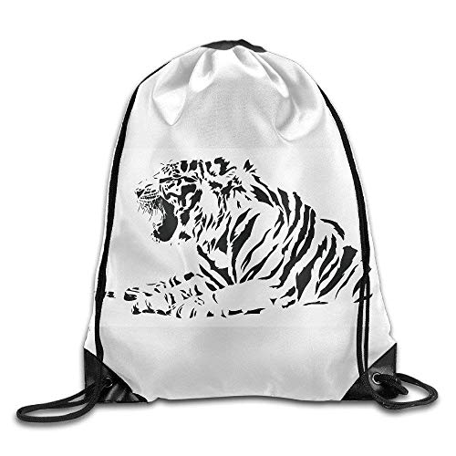 rtuuruyuy Black And White Tiger Gym Drawstring Backpack Unisex Portable Sack Bolsos