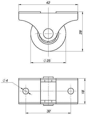 Rueda de goma y plástico con placa de metal de 25 mm de movimiento suave para muebles Rueda de goma y plástico con placa de metal de 25 mm de movimiento suave para muebles
