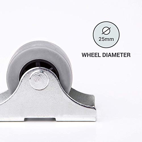 Rueda de goma y plástico con placa de metal de 25 mm de movimiento suave para muebles Rueda de goma y plástico con placa de metal de 25 mm de movimiento suave para muebles