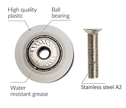Ruedas Mampara Ducha Rodamientos Mampara Ducha 20mm Rodillos Mampara Ducha A283 Rueda Mampara Ducha Rodamientos Puertas Correderas Rodillos Ducha 8 uds e Tornillos