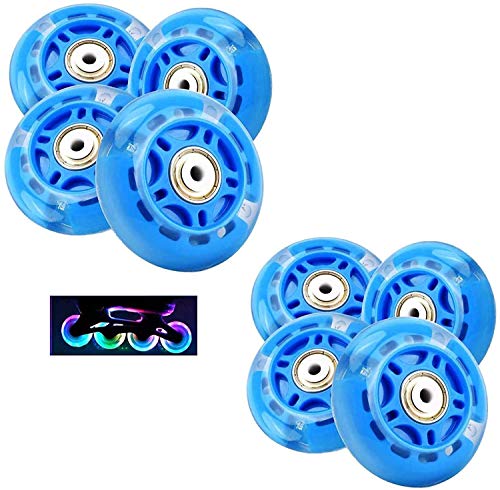 Ruedas para patines de velocidad Ruedas de repuesto de 8 piezas, luces LED para patines en línea, con rodamientos 82A Ruedas para patines en línea de PU para exteriores 64 mm / 70 mm / 72 mm,70 MM