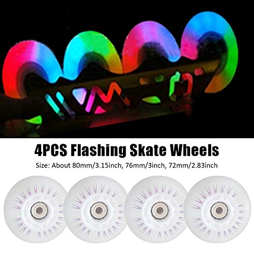 Ruedas para patines en línea, 4 unidades, luces LED parpadeantes, rueda de repuesto de 72 mm/76 mm/80 mm, para niños y adolescentes Ruedas para patines en línea, 4 unidades, luces LED parpadeantes, rueda de repuesto de 72 mm/76 mm/80 mm, para niños y adolescentes