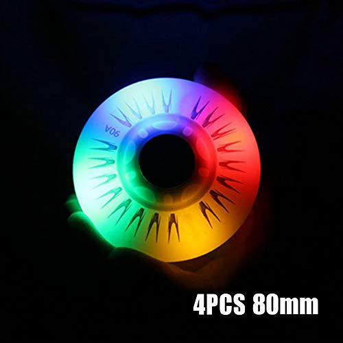 Ruedas para patines en línea, 4 unidades, luces LED parpadeantes, rueda de repuesto de 72 mm/76 mm/80 mm, para niños y adolescentes Ruedas para patines en línea, 4 unidades, luces LED parpadeantes, rueda de repuesto de 72 mm/76 mm/80 mm, para niños y adolescentes