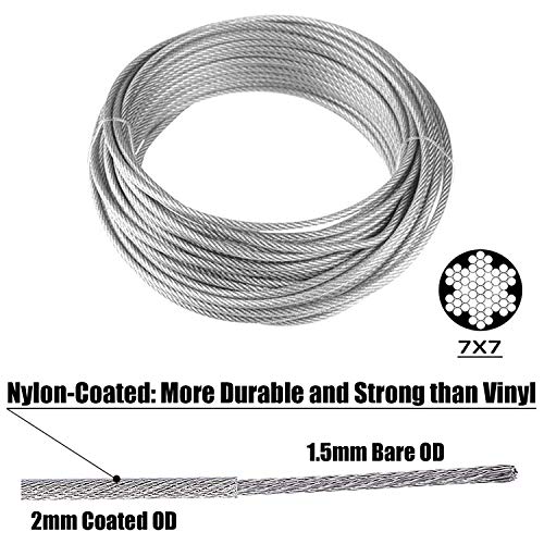 Ruesious Kit de Cuerda de Acero Inoxidable, Kit de Luces para Exteriores, Kit de Suspensión de Cuerda, Cable de Cable de 30m con Tensor y Ganchos, Cable de Acero Inoxidable Nylon Ruesious Kit de Cuerda de Acero Inoxidable, Kit de Luces para Exteriores, Kit de Suspensión de Cuerda, Cable de Cable de 30m con Tensor y Ganchos, Cable de Acero Inoxidable Nylon