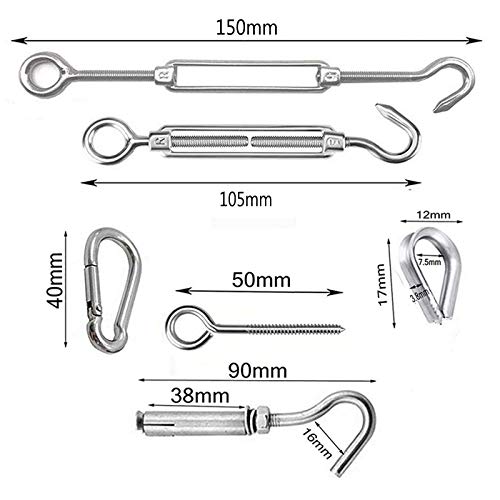Ruesious Kit de Cuerda de Acero Inoxidable, Kit de Luces para Exteriores, Kit de Suspensión de Cuerda, Cable de Cable de 30m con Tensor y Ganchos, Cable de Acero Inoxidable Nylon Ruesious Kit de Cuerda de Acero Inoxidable, Kit de Luces para Exteriores, Kit de Suspensión de Cuerda, Cable de Cable de 30m con Tensor y Ganchos, Cable de Acero Inoxidable Nylon