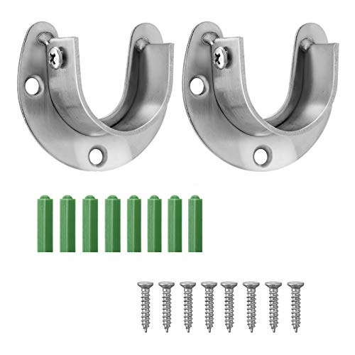 Ruesious Set de 2 soportes ajustables,Soporte para barra de armario, para barra de armario,soportes para barra de cortina de ducha de armario