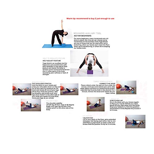 RUIMI Bloques de Yoga 2 PCS,Ladrillo de Espuma EVA de Alta Densidad,Almohadón Que Estira El Entrenamiento de Salud Corporal,Peso Ligero Y Antideslizante,para Yoga,Pilates,Meditación