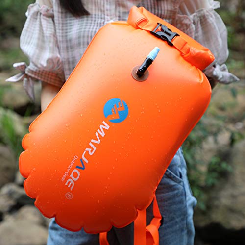 Ruiuzi Boya Natación -Swim Buoy - La boya para Nadadores y triatletas de Aguas Abiertas para Abierto Agua Nadadores Entrenamiento o competición con Bolsa Seca (Naranja)