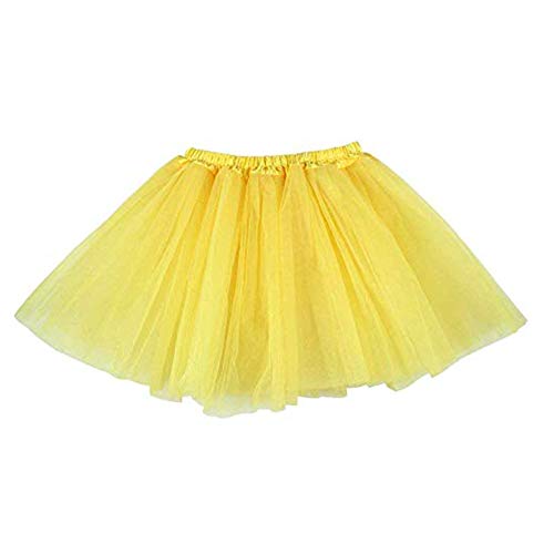 Ruiuzi Falda tutú clásica de 4 capas de tul tutú para niños, para fiestas, Halloween, fiestas, amarillo, Kinder (2-8 Jahre)