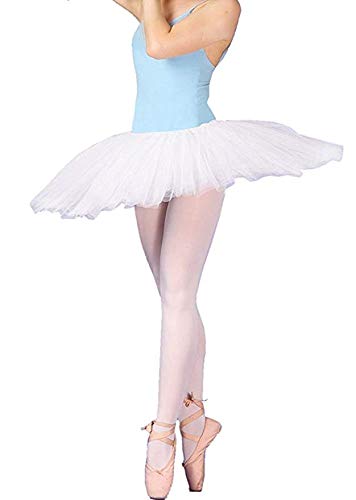 Ruiuzi Mini falda de tutú para mujer, 4 capas, para baile, disfraz, fiesta, Halloween, bailarina rockera Blanco Talla única