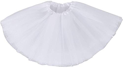 Ruiuzi Mini falda de tutú para mujer, 4 capas, para baile, disfraz, fiesta, Halloween, bailarina rockera Blanco Talla única Ruiuzi Mini falda de tutú para mujer, 4 capas, para baile, disfraz, fiesta, Halloween, bailarina rockera Blanco Talla única