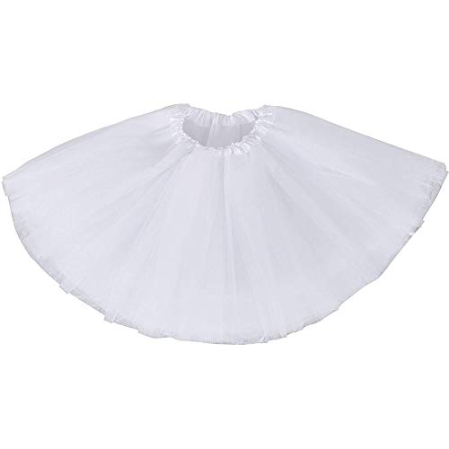 Ruiuzi Mini falda de tutú para mujer, 4 capas, para baile, disfraz, fiesta, Halloween, bailarina rockera Blanco Talla única