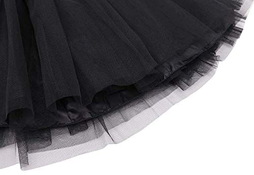 Ruiuzi Mini falda de tutú para mujer, 4 capas, para baile, disfraz, fiesta, Halloween, bailarina rockera Negro Talla única Ruiuzi Mini falda de tutú para mujer, 4 capas, para baile, disfraz, fiesta, Halloween, bailarina rockera Negro Talla única