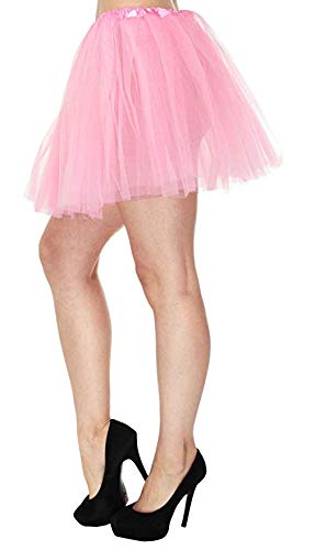 Ruiuzi Mini falda de tutú para mujer, 4 capas, para baile, disfraz, fiesta, Halloween, bailarina rockera Rosa. Talla única Ruiuzi Mini falda de tutú para mujer, 4 capas, para baile, disfraz, fiesta, Halloween, bailarina rockera Rosa. Talla única