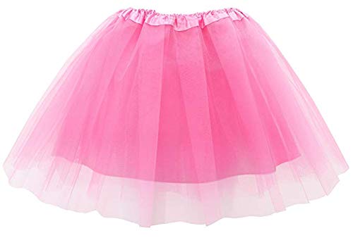 Ruiuzi Mini falda de tutú para mujer, 4 capas, para baile, disfraz, fiesta, Halloween, bailarina rockera Rosa. Talla única Ruiuzi Mini falda de tutú para mujer, 4 capas, para baile, disfraz, fiesta, Halloween, bailarina rockera Rosa. Talla única