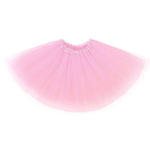 Ruiuzi Mini falda de tutú para mujer, 4 capas, para baile, disfraz, fiesta, Halloween, bailarina rockera Rosa. Talla única Ruiuzi Mini falda de tutú para mujer, 4 capas, para baile, disfraz, fiesta, Halloween, bailarina rockera Rosa. Talla única