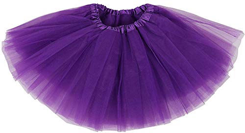 Ruiuzi Tutu Falda de Mujer Falda de Tul 50's Short Ballet 5 Capas Accesorios de Vestimenta de Baile Niñas para Vestirse Disfraces Danza (Púrpura)