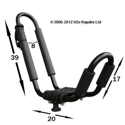 RUK Heavy Duty J Bars Kayak Car Roof Carriers Pair includes Straps