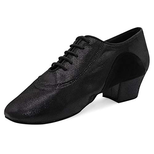Rummos Mujeres Zapatos de Entrenador de Baile R377 061-024 - Material: Cuero/Nobuk - Color: Diva Negro - Anchura: Normal - Tacón: 45 Cuban - Talla: EUR 40