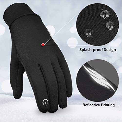 RUNACC Guantes de Invierno Engrosados, Hombre Mujer Guantes de Pantalla Táctil Guantes Cálidos Antideslizantes para Ciclismo