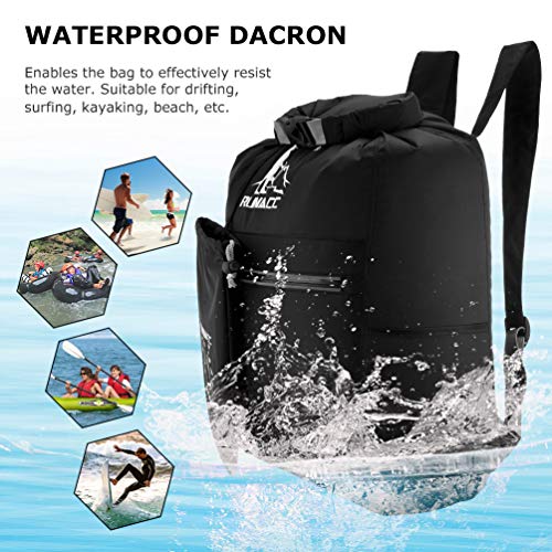 RUNACC Mochila Impermeable 20 L Flotante, con Funda Impermeable para teléfono móvil, para Playa, Kayak, Camping, navegación, natación, Pesca, Senderismo (Negro)