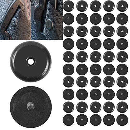 RUNCCI-YUN 50 pcs Botón de Tope para cinturón de Seguridad，color negro no Requiere Soldadura para Cargar y descargar, Topes para Cinturon de Seguridad, universales de plástico