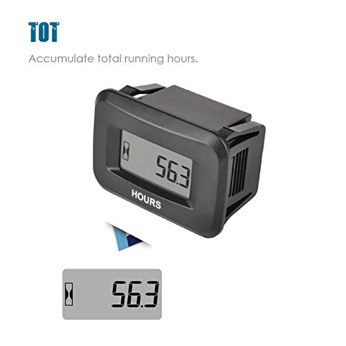 Runleader - Contador de horas de mantenimiento digital, voltios DC 5 V a 60 V para ZTR, cortacésped, tractor, generador, carrito de golf, depurador de automóviles, compresor de motor ATV Runleader - Contador de horas de mantenimiento digital, voltios DC 5 V a 60 V para ZTR, cortacésped, tractor, generador, carrito de golf, depurador de automóviles, compresor de motor ATV