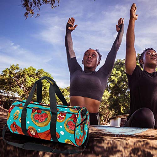 Ruso tradicional Matryoshka muñeca folk ilustración bolsa de lona bolsa de viaje para gimnasio, deportes, danza, viaje de fin de semana