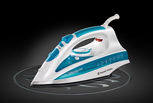 Russell Hobbs 20562-56 - SteamGlide Professional - Plancha de Ropa de Vapor, 2600 W, Suela de Cerámica, 0.3 litros, Acero inoxidable, Blanco y Azul