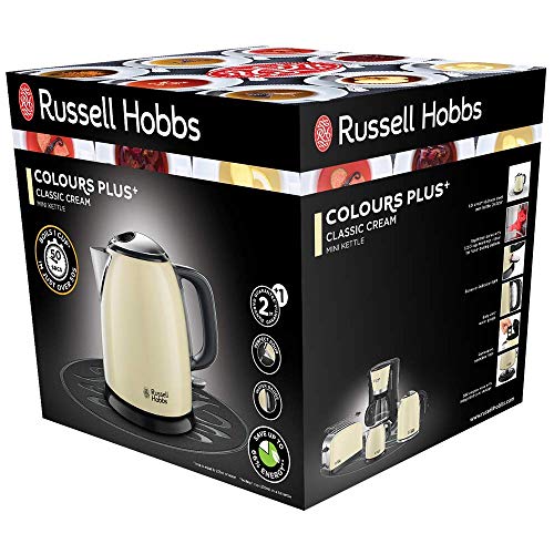 Russell Hobbs Colours Plus - Hervidor de Agua Eléctrico Pequeño (2400 W, Hervidor de 1l, Kettle Inox, Crema) - ref. 24994-70