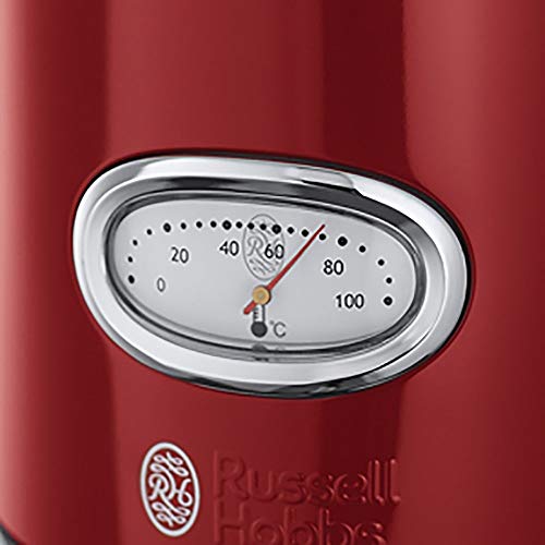 Russell Hobbs Retro - Hervidor de Agua Eléctrico (1,7 litros, Acero Inoxidable, 2400 W, Rojo) - ref. 21670-70